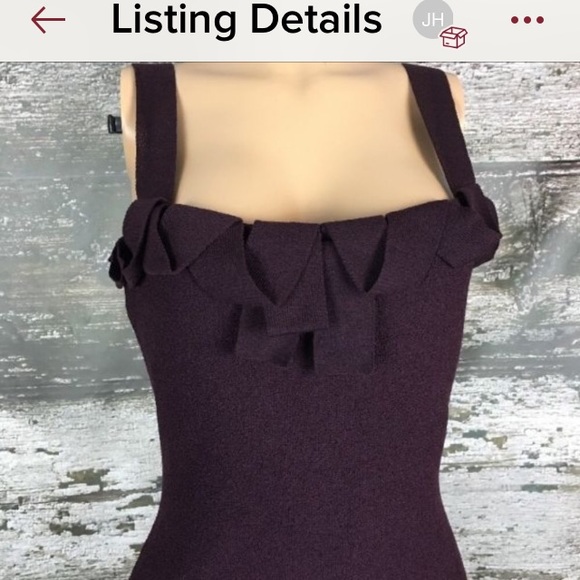 St. John Purple wool scoop neck sweater dress - Picture 3 of 8